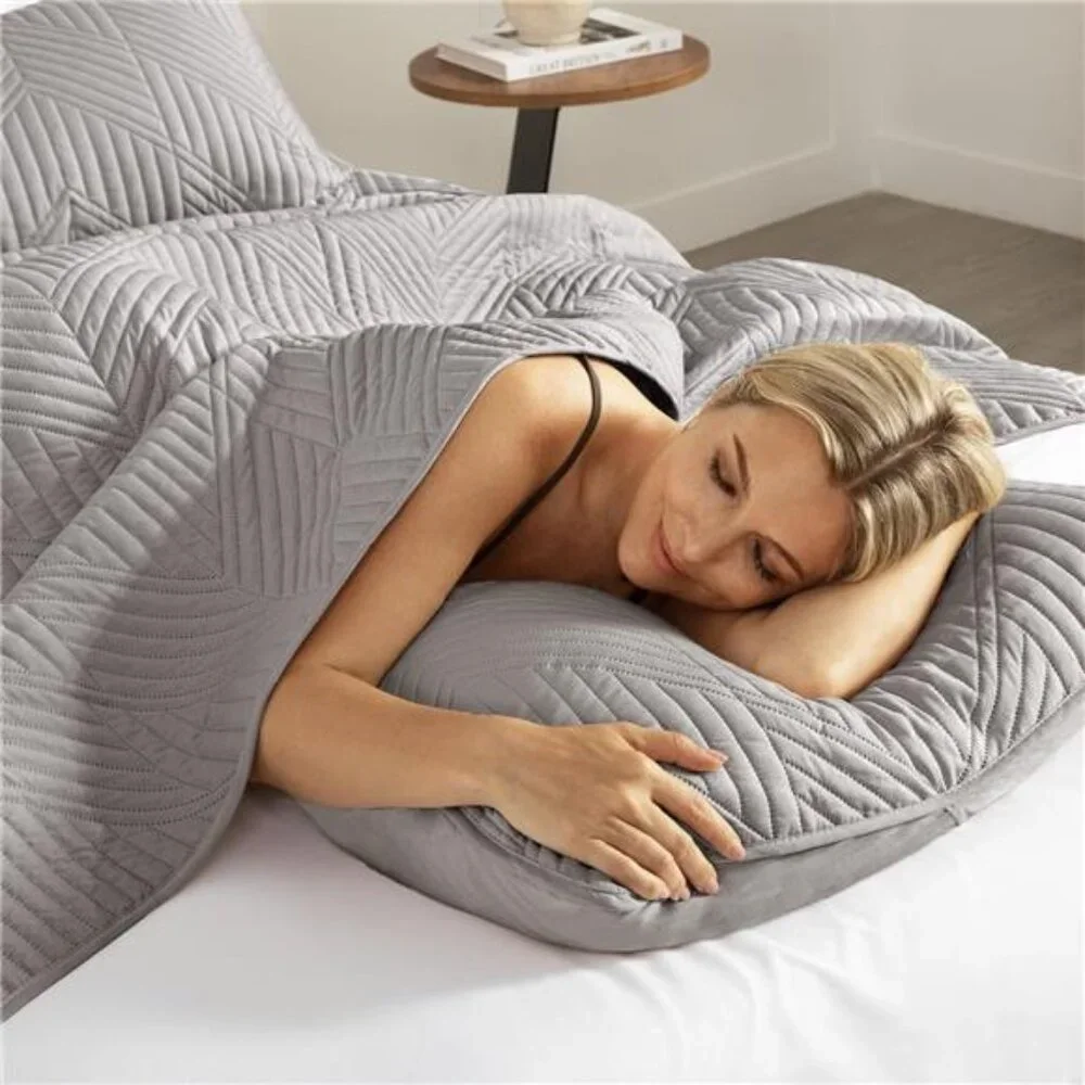 Ultrasonic Full Queen Quilt Bedding Set, Lightweight Light Grey Bedspreads